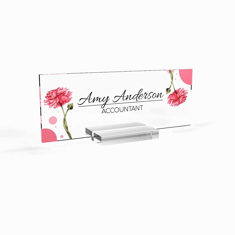 Personalized Office Desk Name Plate - Custom Back to School Sign for Home & Office Decor - Tropical Pink Nameplate (8”x3”) - Perfect for Teachers, Students & Professionals
