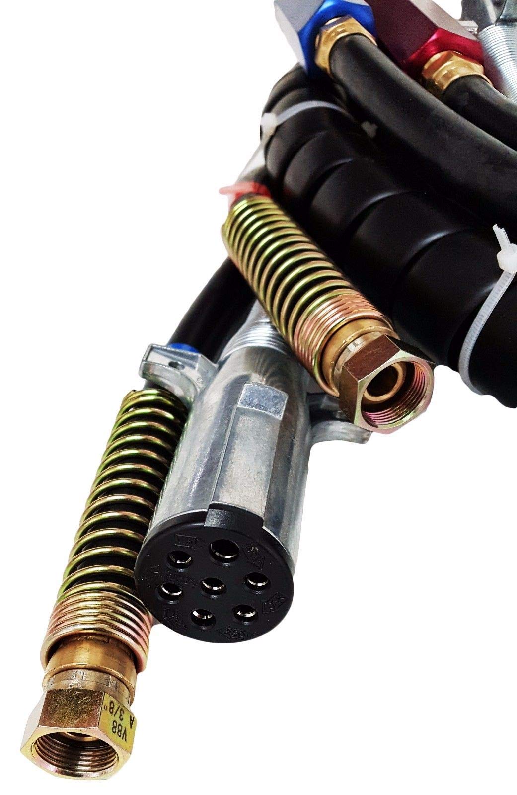 TORQUE 12 FT 3-in-1 ABS Power Air Line Kit with Gladhands, Seals & Tender Spring - Heavy Duty Semi Truck Air Hose Accessories for Tractor Trailer (TR813212) - Ideal for Brake System Repairs & Fleet Maintenance