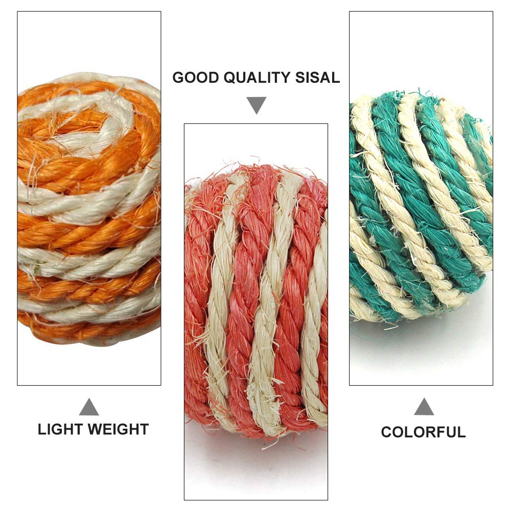 TEHAUX 7-Piece Sisal Ball Cat Toys Set - Natural Fiber Scratching & Teething Toys for Kittens, Rabbits, and Small Pets - Interactive Training Balls for Playtime, Exercise, and Stress Relief - Perfect for Indoor Play, Pet Training, and Dental Health