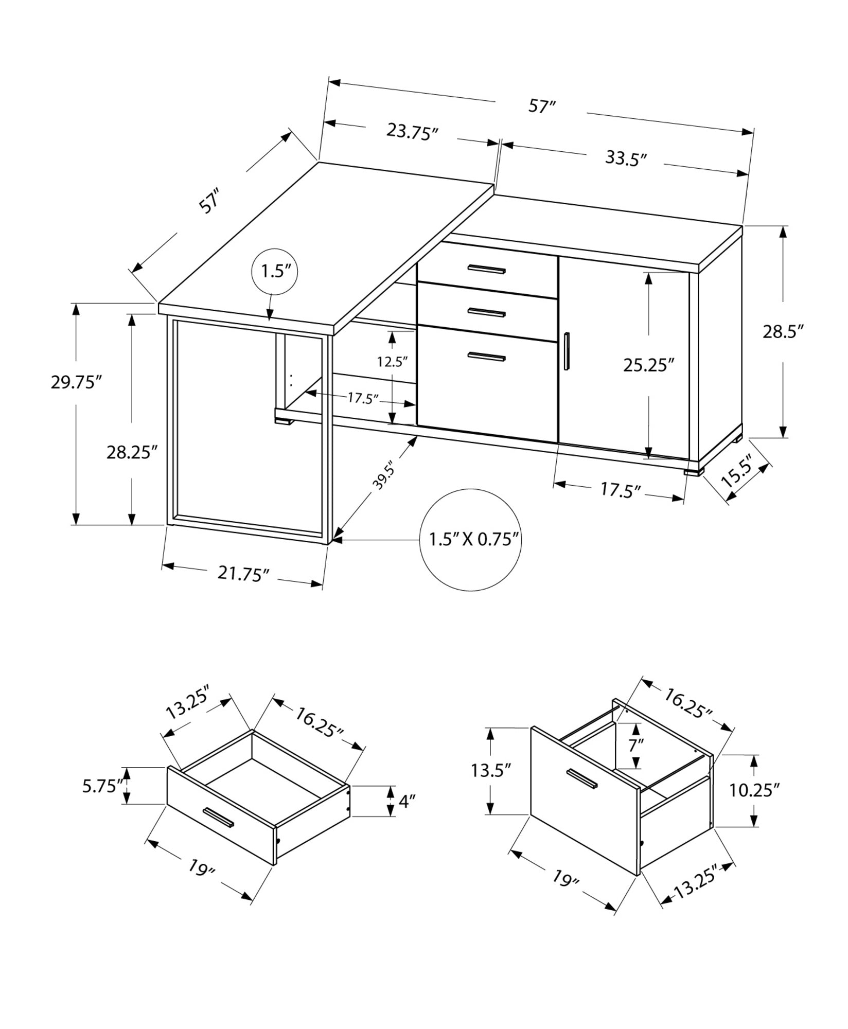 60L Office Series Dark Taupe L-Shaped Desk - Left or Right Facing for Home & Workspace | Ergonomic Computer Desk for Small Spaces