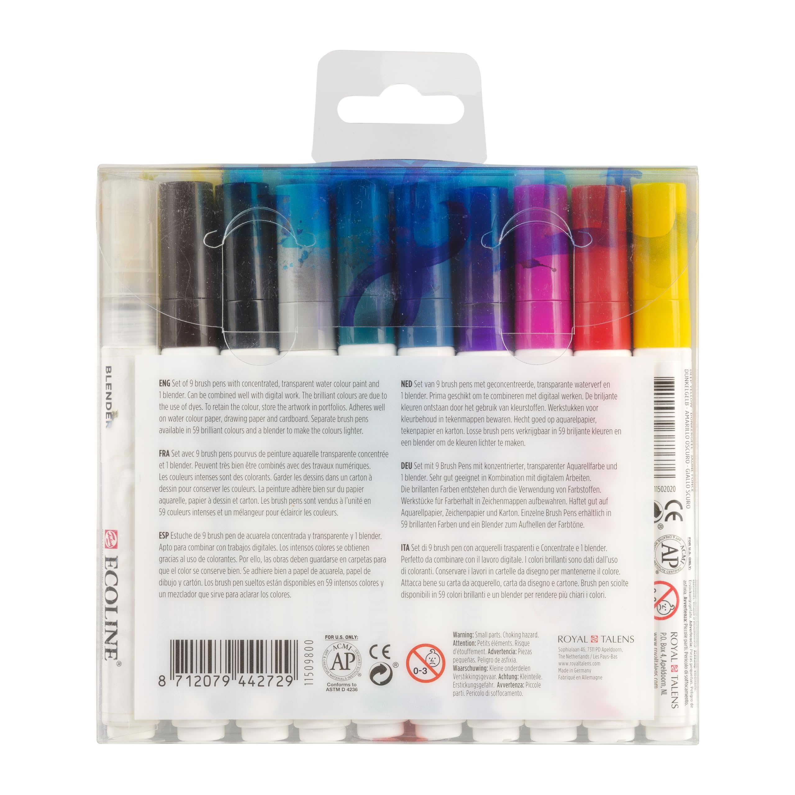 Ecoline Watercolor Brush Pen Set - 9 Vibrant Colors + 1 Blender Pen for Artists, Calligraphy & Illustration | Perfect for Sketching, Bullet Journaling & DIY Crafts