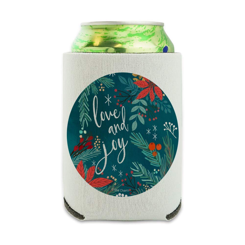 Christmas Poinsettias Can Cooler - Insulated Collapsible Drink Sleeve for Beer, Soda & Beverages - Perfect for Holiday Parties, Gift Exchanges & Festive Gatherings