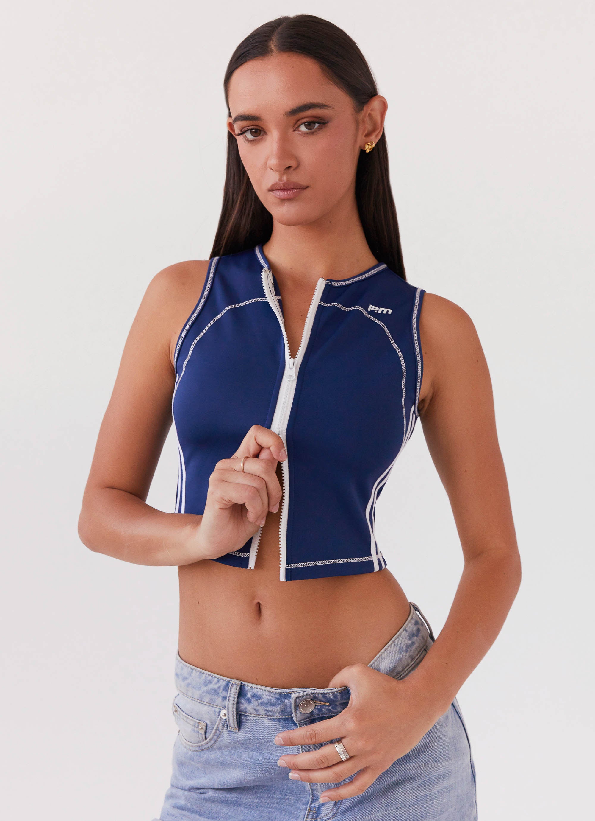 Game Face Sleeveless Workout Top for Women - Breathable Space Blue Athletic Shirt for Gym, Running & Yoga | Lightweight & Comfortable Fitness Apparel