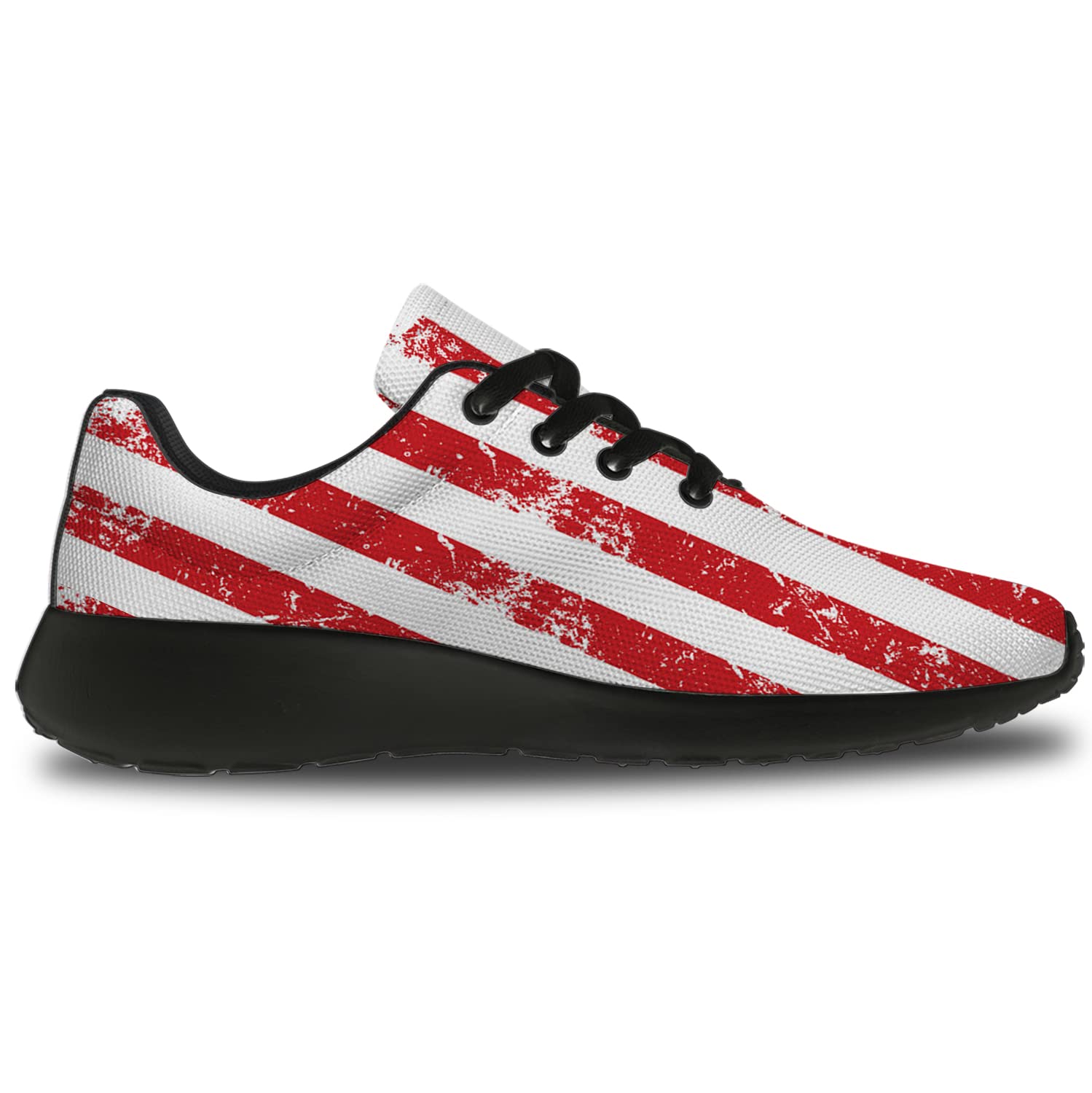American Flag Running Shoes for Men & Women - USA Patriotic Tennis Sneakers for Walking, Jogging & Independence Day - Unisex Gifts for Him & Her (Size 11 Men/13 Women) Black & Navy Red - Perfect for 4th of July Celebrations, Outdoor Activities & Casual Wear