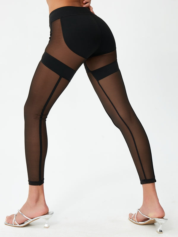 ZASUWA Women's Sexy Mesh High-Waisted Leggings for Workout, Yoga & Night Out - Tummy Control & Hip Lift Design