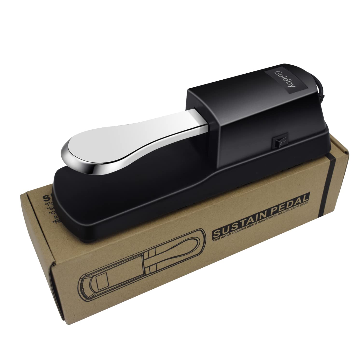 Universal Sustain Pedal for Keyboard - Compatible with Yamaha, Casio, Roland - Silver (1/4