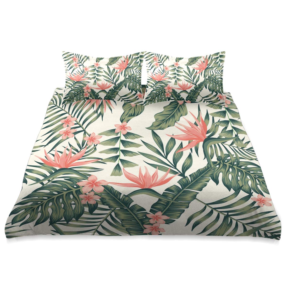 Tropical Palm Leaves Queen Size Comforter Set - 90x90 Inch All Season Soft & Comfortable Bedding - Perfect for Beach House Decor, Boho Bedroom, and Summer Themed Rooms
