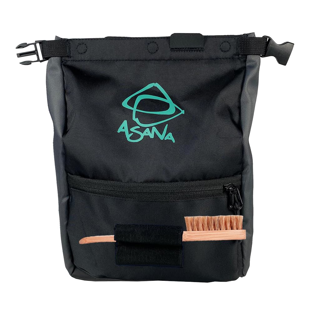 Premium Large Bouldering Chalk Bucket with Open Lock Technology & Magnetic Closure - Expandable Pockets, Includes Bamboo Chalk Brush - Perfect for Rock Climbing, Gym Training, Bouldering & Gymnastics Practice