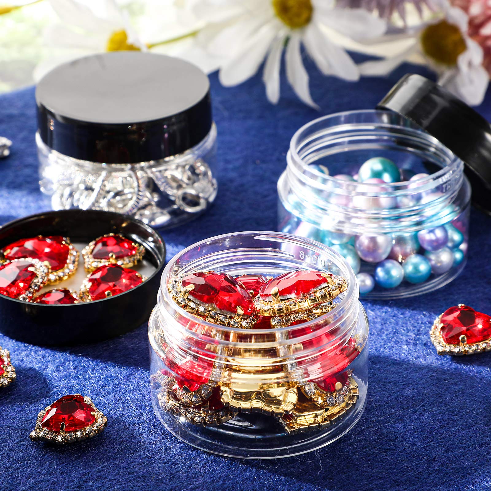 36-Piece Clear Plastic Jars with Airtight Lids - 2 oz Round Leakproof Cosmetic Containers for Lotions, Creams, Makeup & Travel Toiletries - Perfect for DIY Beauty Products, Salves & Small Item Storage (Black)