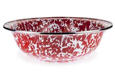 Red Swirl 4 Qt. Serving Bowl - Elegant Ceramic Mixing & Serving Basin for Salads, Pasta, and Party Dishes - Perfect for Entertaining & Family Dinners