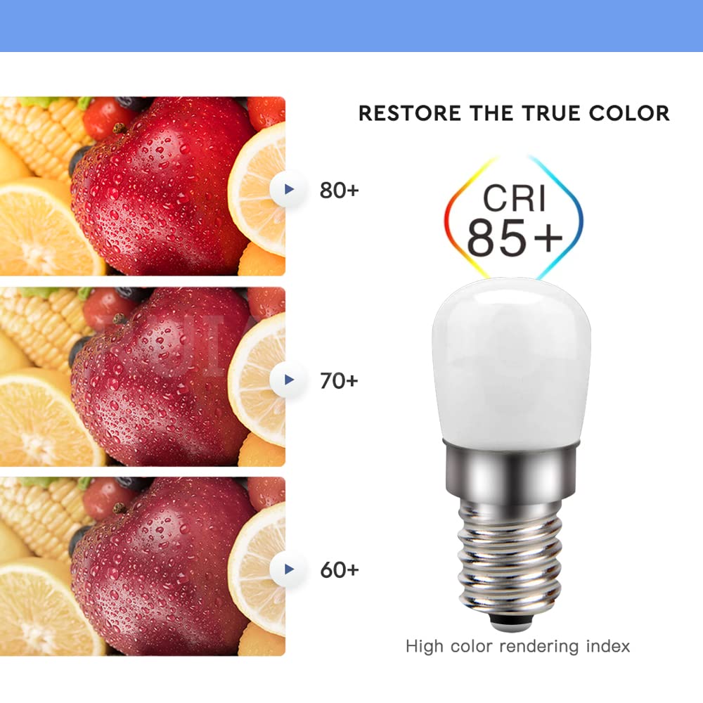Ruiandsion E14 LED Bulb 110V 1.6W Energy Saving Light Bulbs - Warm White (2 Pack) - Low Heat LED Bulb for Refrigerator, Oven Hood, Sewing Machine, Cabinet & Small Appliances