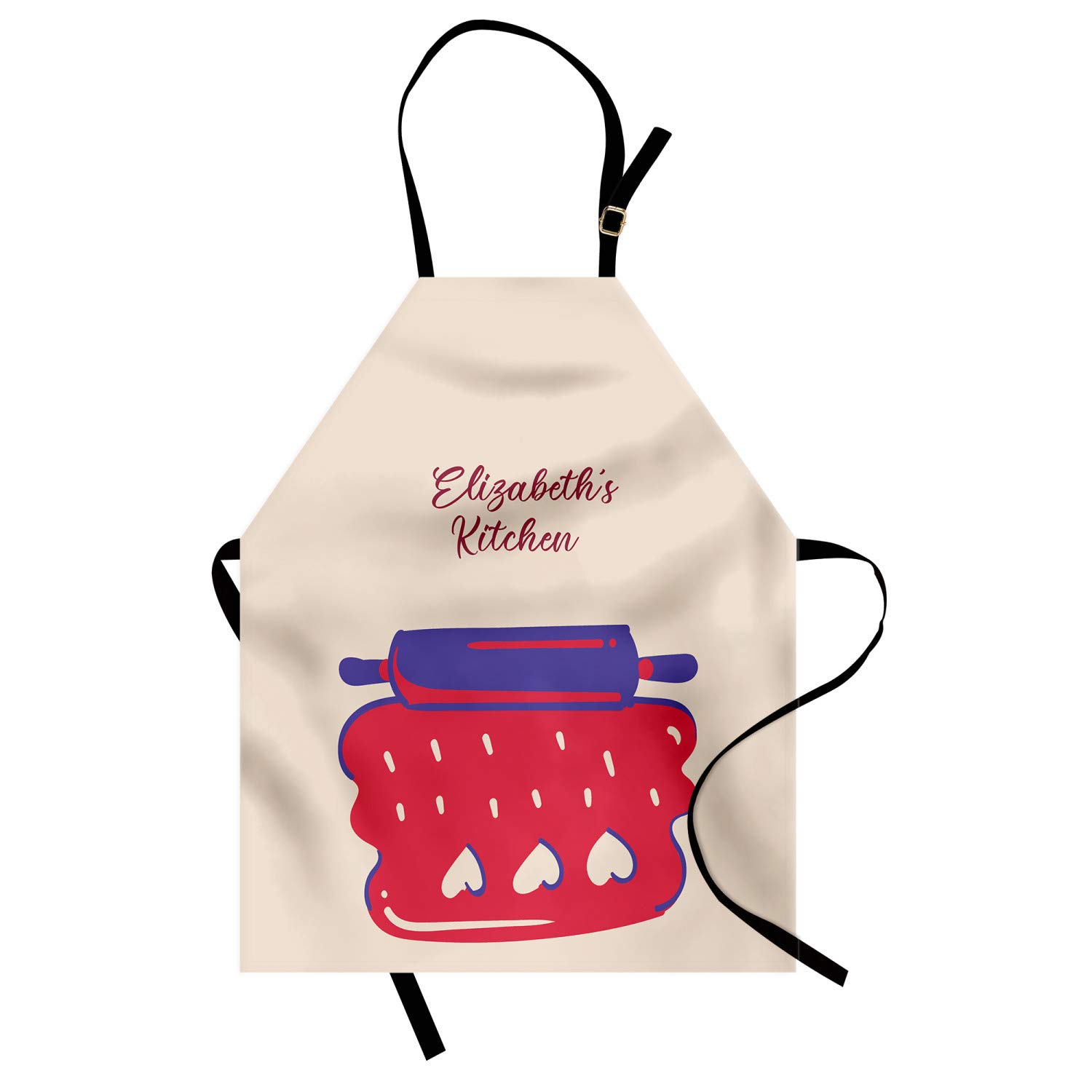 Ambesonne Personalized Chef Apron for Baking & Cooking - Cartoon Love Design with Colorful Rolling Pin & Dough Motif - Adjustable Neck Unisex Kitchen Bib for Adults - Champagne Violet - Perfect for Home Cooks, Bakers & Culinary Enthusiasts