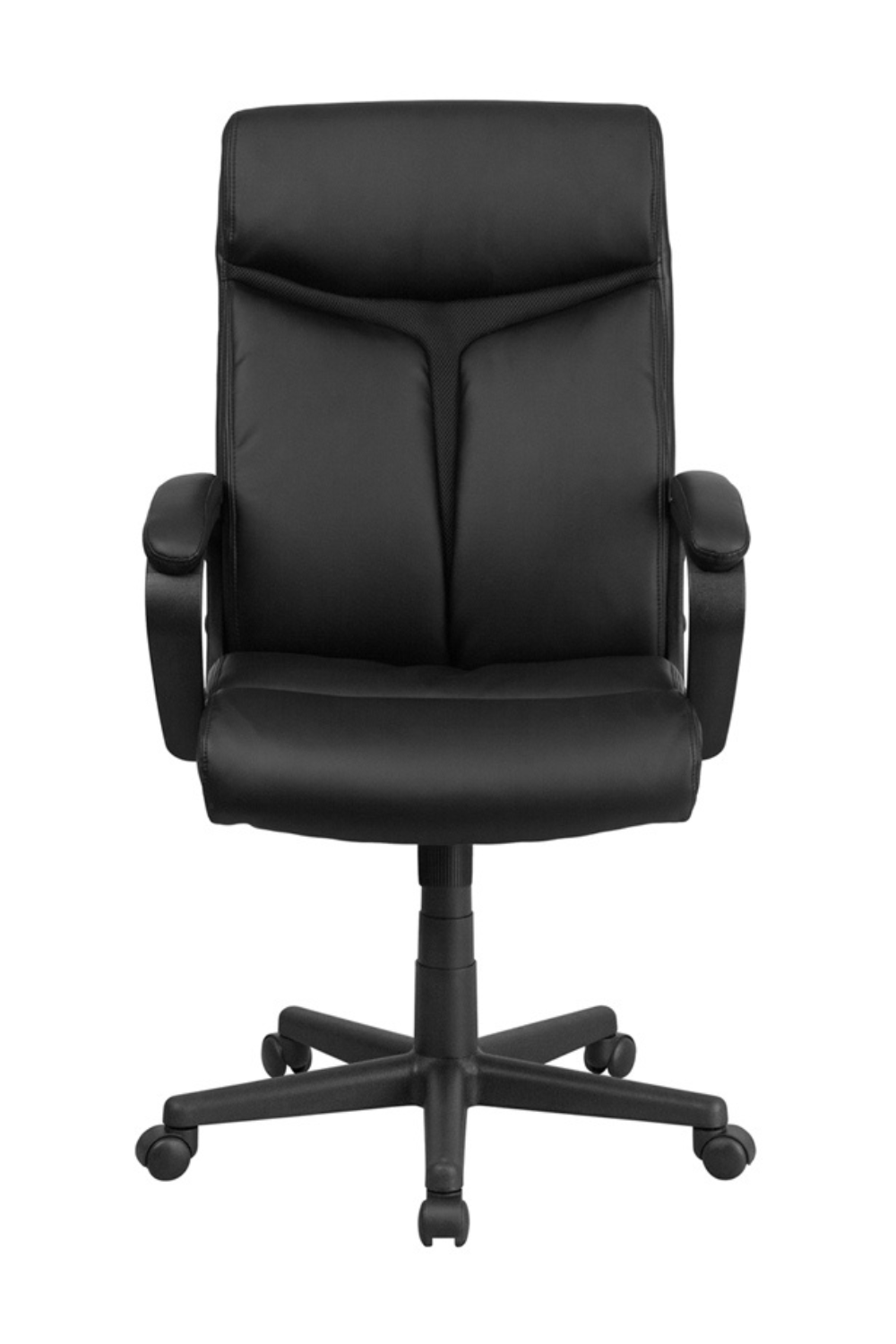 Premium FLASH Raya High Back Executive Office Chair - Black LeatherSoft with Mesh Accent & Adjustable Arms - Ergonomic Swivel Desk Chair for Home Office, Conference Rooms & Workspaces