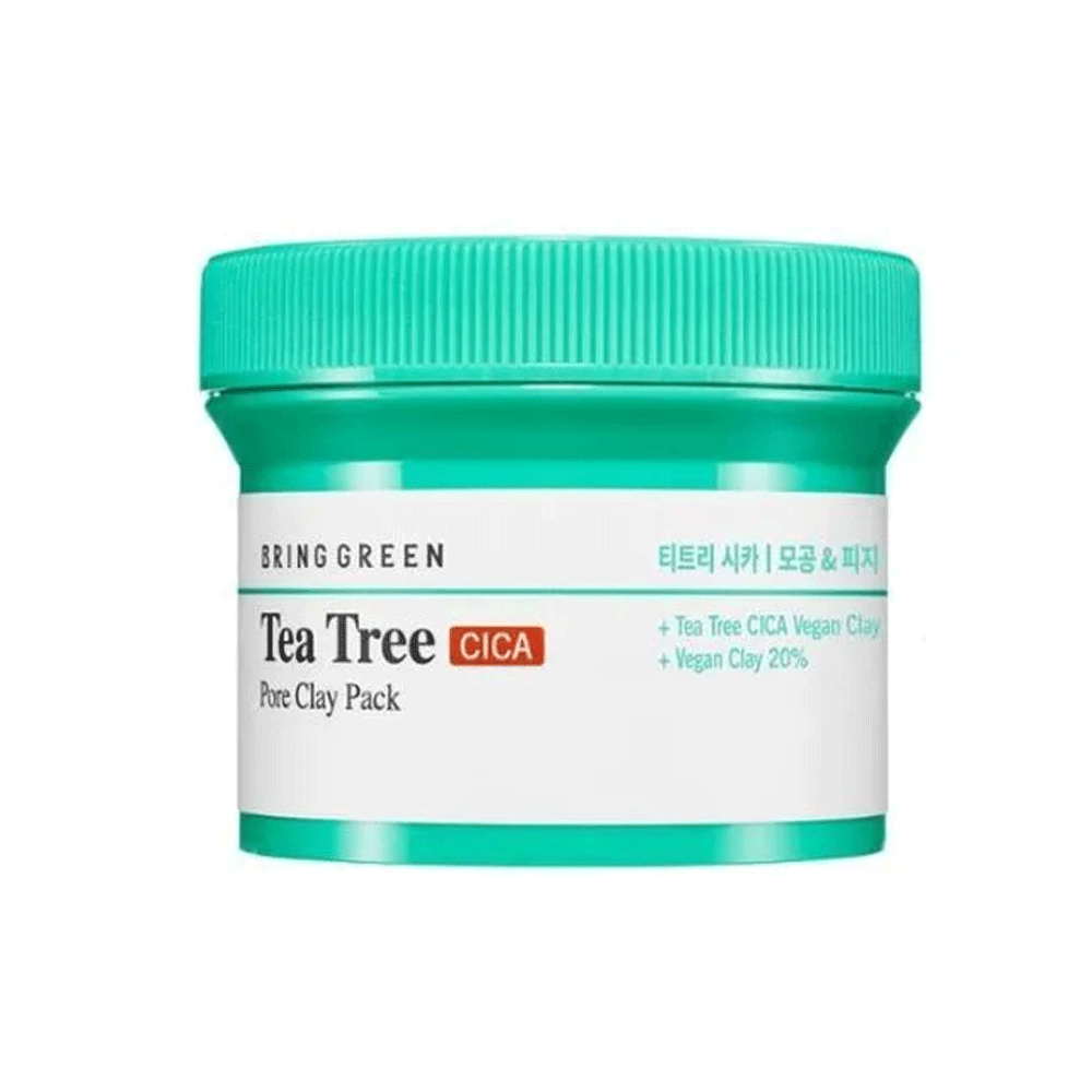 BRING GREEN Tea Tree Cica Pore Clay Mask 120g - Deep Cleansing & Pore Minimizing Facial Treatment for Acne-Prone Skin | Perfect for Weekly Detox & Self-Care Routine