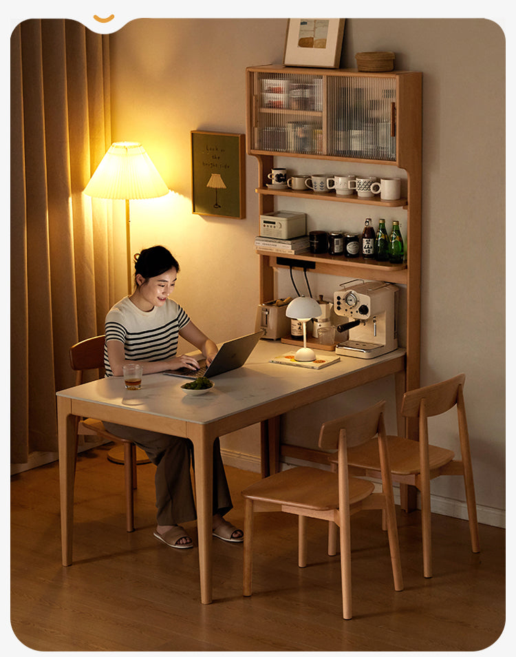 Solid Beech Wood Ultra-Thin Dining Sideboard - Modern Buffet Cabinet for Dining Room, Kitchen Storage & Living Room Decor