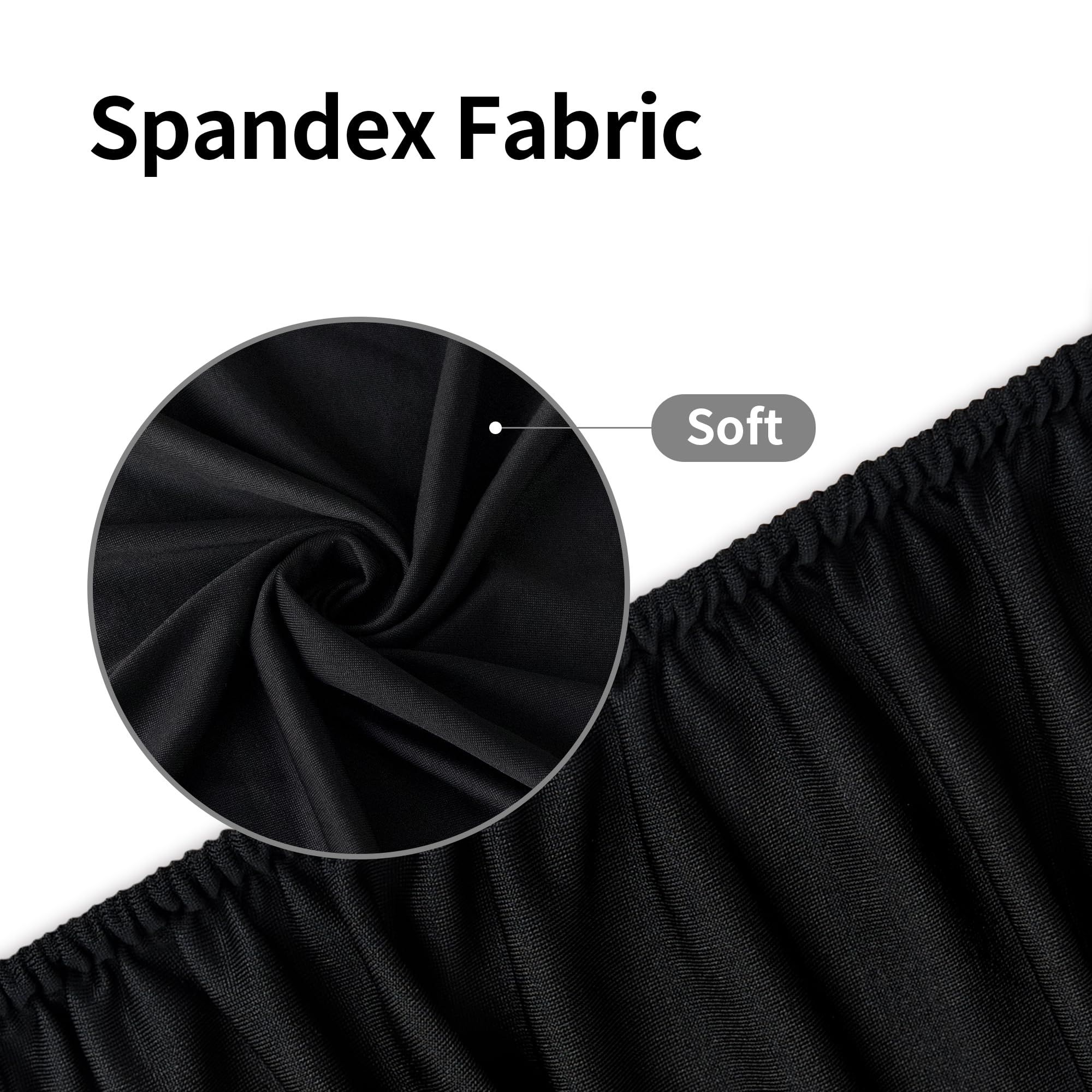 2 Pack Black Spandex Elastic Round Fitted Tablecloth - Stretchable Table Cover for 60 Inch Tables - Perfect for Kitchen, Dining Room, Indoor, Outdoor, Picnic & Camping Use