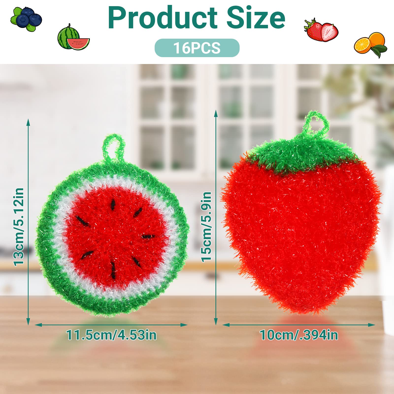 Kenning 16-Piece Non-Scratch Dish Scrubber Set - Reusable Kitchen Cleaning Pads for Pots, Pans, Cookware & Sinks - Gentle Fruit & Vegetable Scrubbers for Eco-Friendly Dishwashing (Perfect for Daily Kitchen Cleaning & Tough Food Residue)