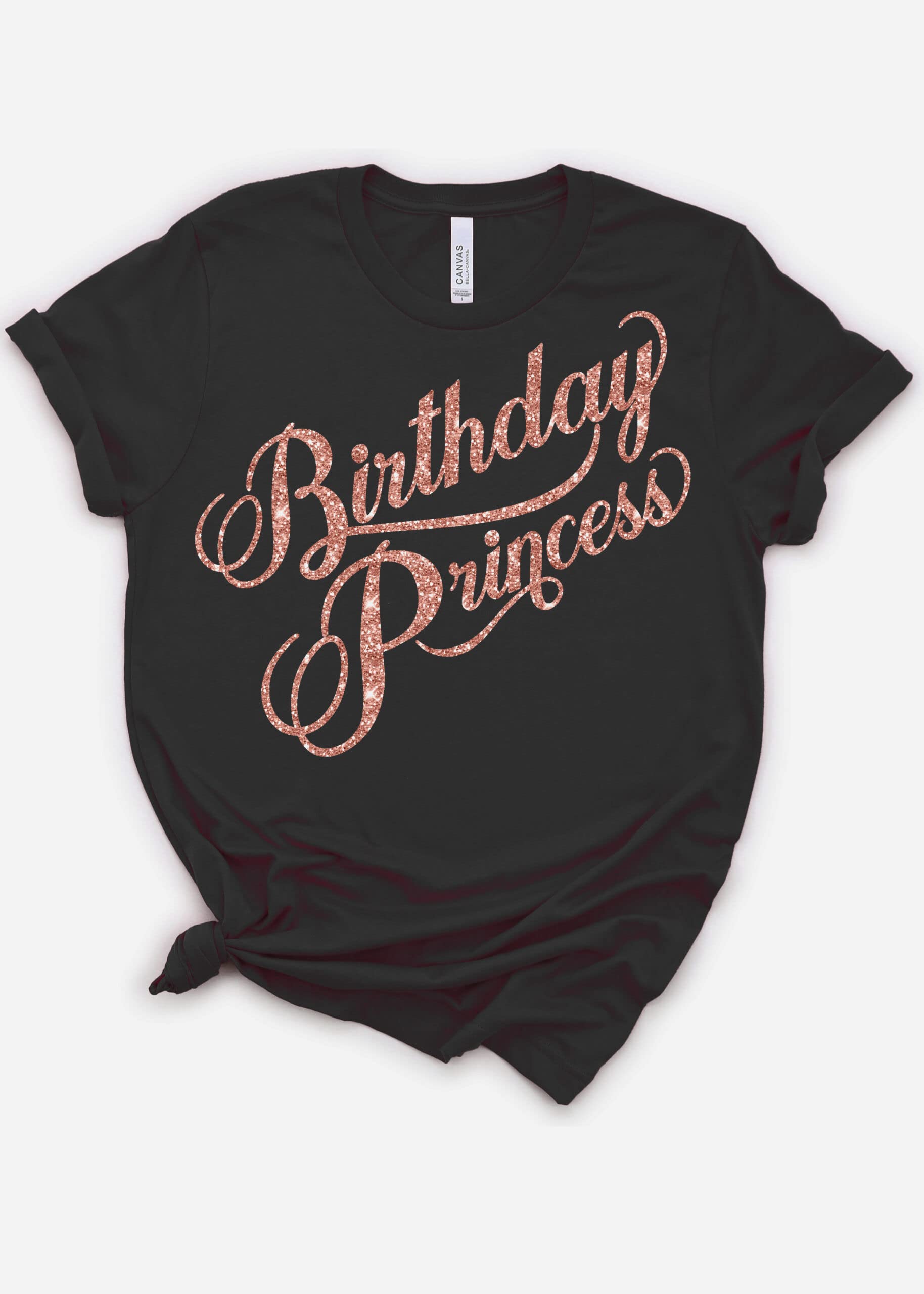 Sparkling Rhinestone Birthday Sash Shirt for Women & Girls - Elegant Rose Gold Sequin Party Top - Perfect for Birthdays, Bachelorette & Special Celebrations