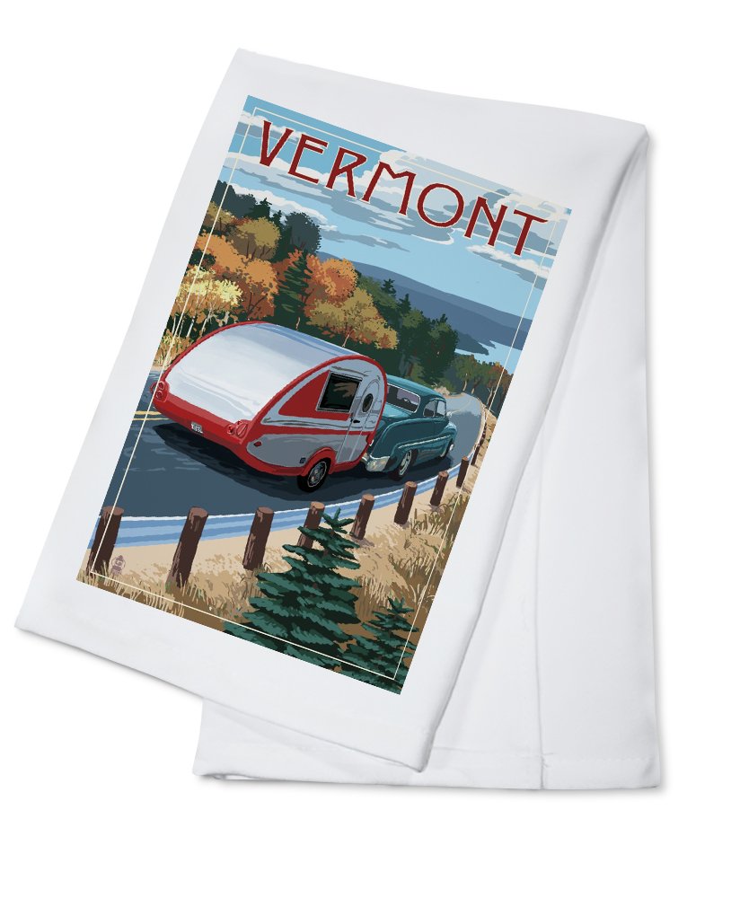 Vintage Vermont Retro Camper Tea Towel - 100% Cotton Decorative Hand Towel for Kitchen, Bathroom & Home Decor | Perfect for Camping Enthusiasts & RV Lovers