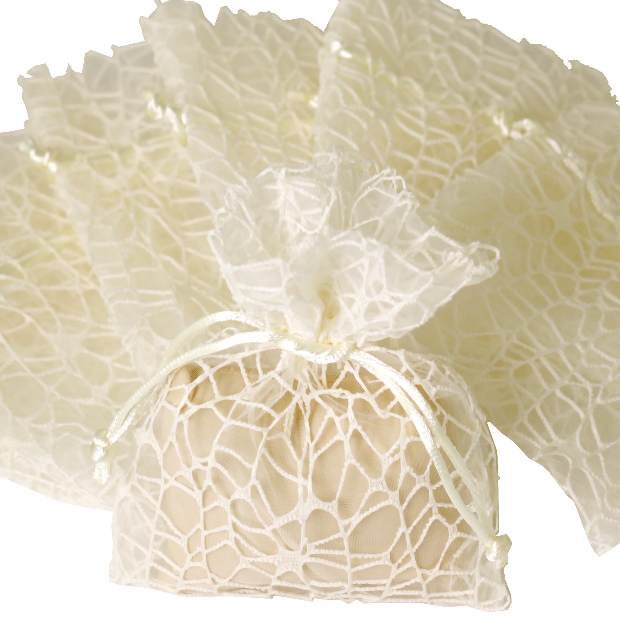 30 Pack 4x6 Inch White Organza Gift Bags with Lace Trim - Elegant Wedding Favor Bags, Bridal Shower Party Supplies, Jewelry & Small Gift Packaging - Perfect for Weddings, Baby Showers & Special Events