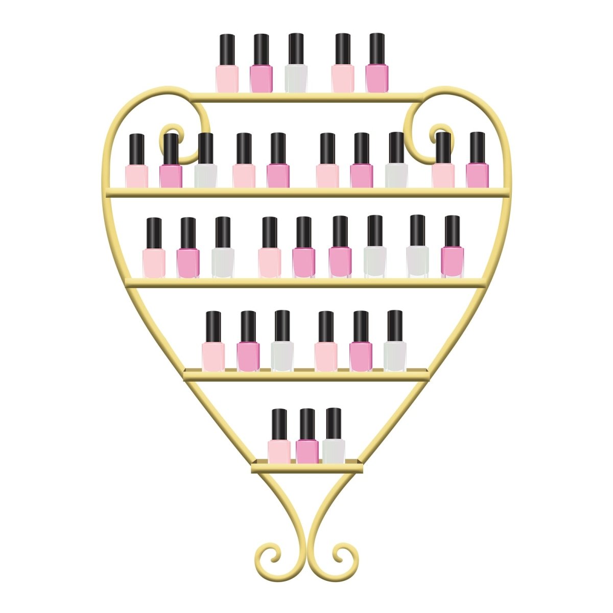 Heart-Shaped Nail Polish Wall Rack Organizer - 24 Bottle Capacity for Salon & Home Decor Storage