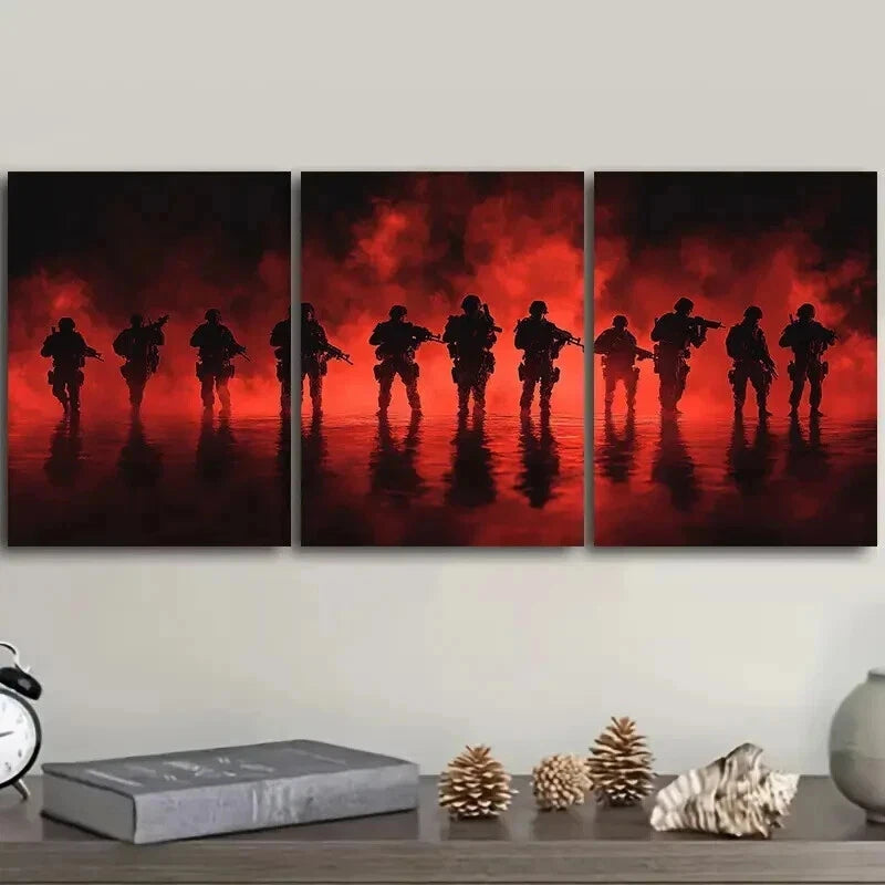 3-Piece Soldier Wall Art Set - Framed Canvas Prints 50x70cm | High Quality Military Decor | 100% Australian Made | Ready to Hang | Perfect for Living Room, Bedroom or Office Decor