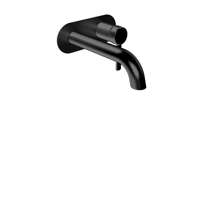 ALT AQUA CIRCO Wall Mount Bathroom Faucet - Black & Chrome Finish - Modern Waterfall Spout for Vanity Sink, Powder Room & Guest Bath Installation