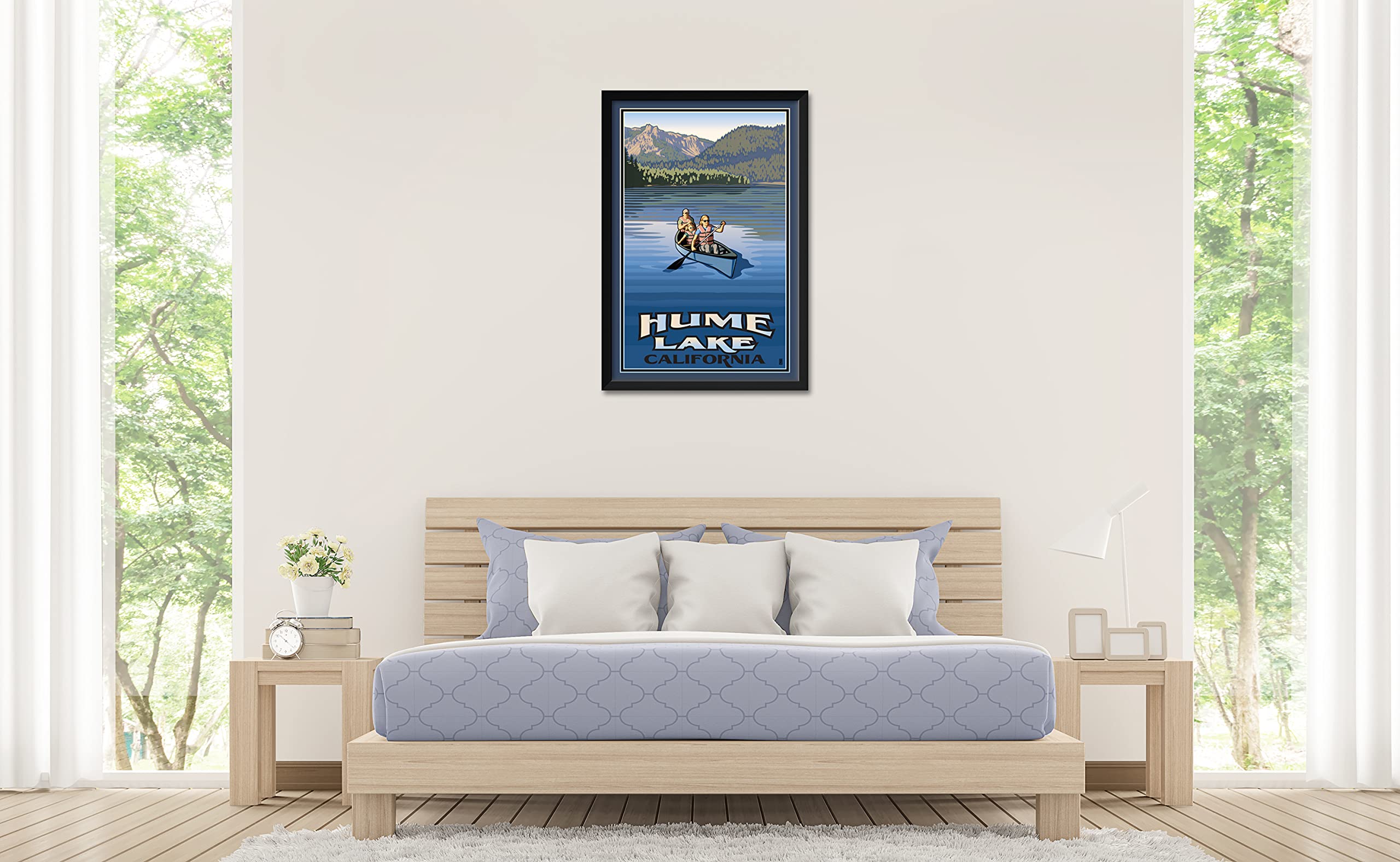 Paul Leighton Framed Art Print - 26x38 Inch California Landscape Painting, Hume Lake Scenic Wall Decor for Living Room & Office