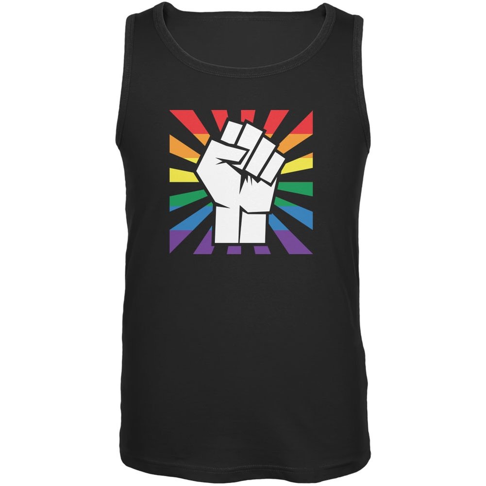 Old Glory LGBT Gay Pride Raised Fist Black Adult Tank Top - X-Large | LGBTQ+ Pride Apparel for Men & Women | Perfect for Pride Parades, Festivals & Equality Events