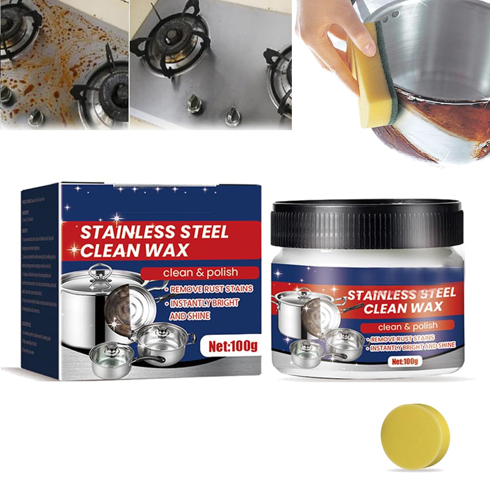 Magic Nano-Technology Stainless Steel Cleaning Wax & Polish - Safe for Ovens, Sinks & Greasy Surfaces | Residue-Free Formula | Perfect for Kitchen Appliances & Stainless Steel Maintenance (2-Pack)