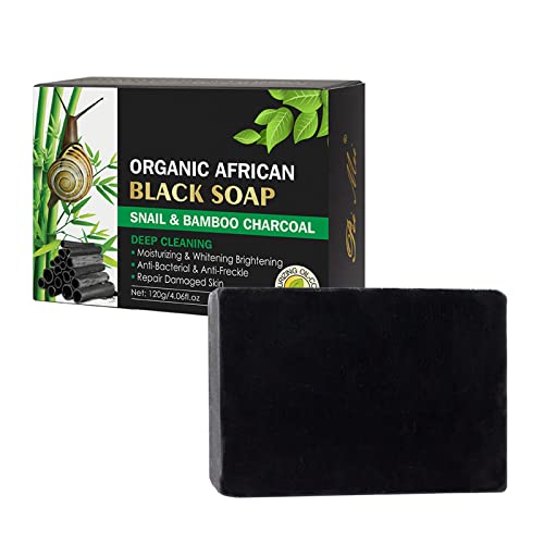 Premium Black African Soap Bar with Bamboo Charcoal - Handmade Natural Cold Pressed Soap for Face & Body - Deep Cleansing, Exfoliating & Acne Treatment - Ideal for Sensitive Skin & Daily Skincare Routine