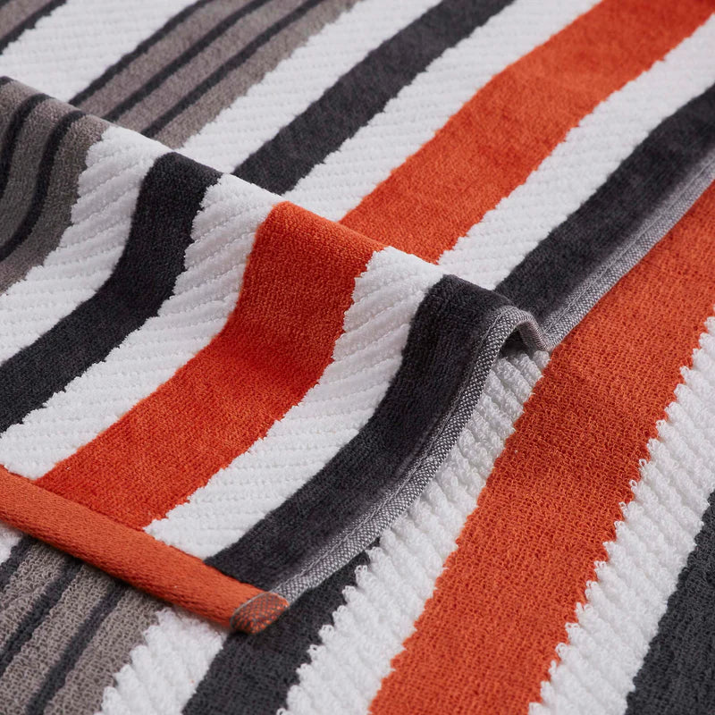 4 Piece Cotton Rope Textured Striped Oversized Beach Towel Set - Soft, Absorbent & Quick-Drying for Pool, Beach, Yoga & Outdoor Activities