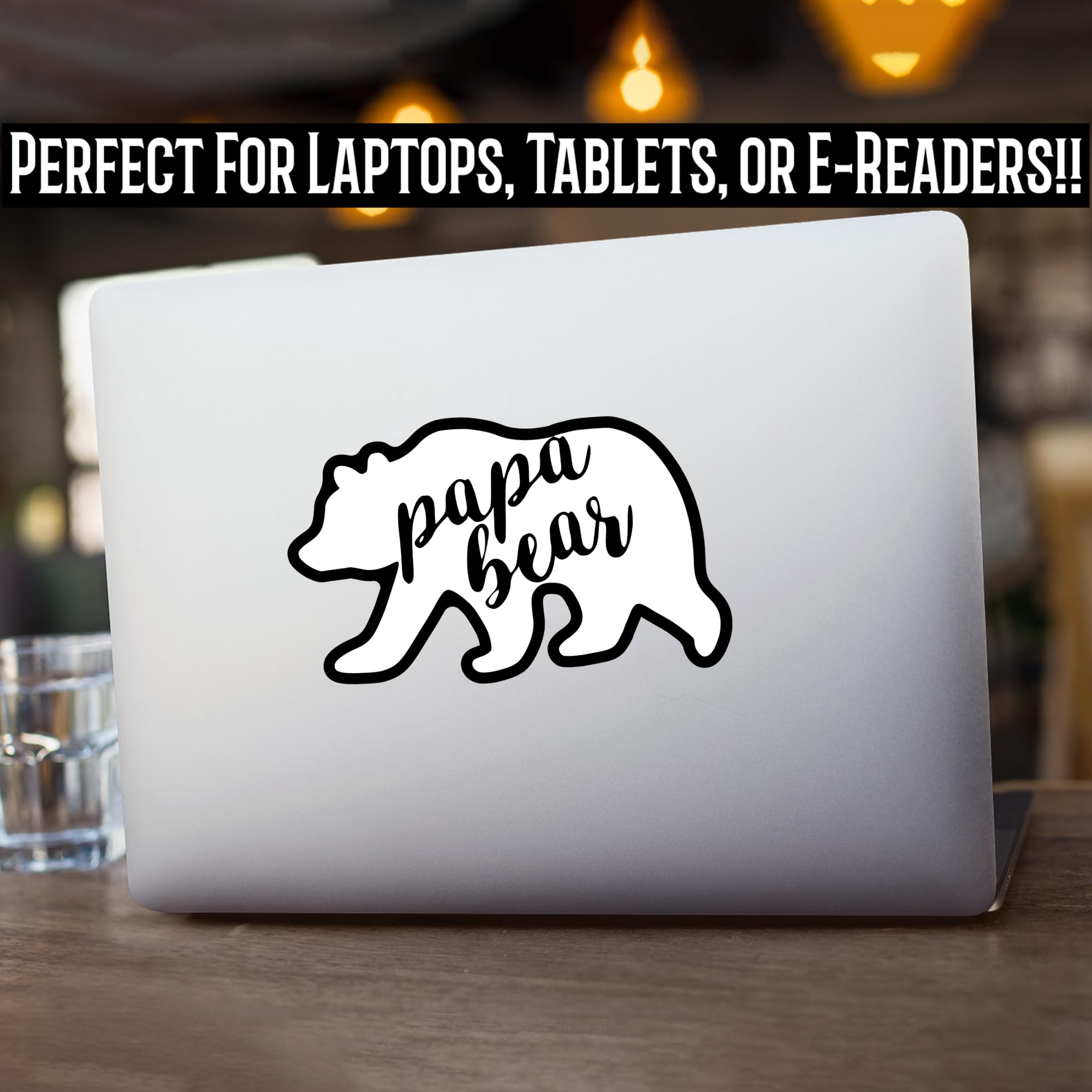Papa Bear Vinyl Decal Sticker - 5.5 Inch White Car Sticker for Windows, Trucks, SUVs, Vans, Walls, Cups & Laptops | Durable Removable Decal KCD2399 | Perfect for Car Decoration, Home Decor & Personalized Gifts