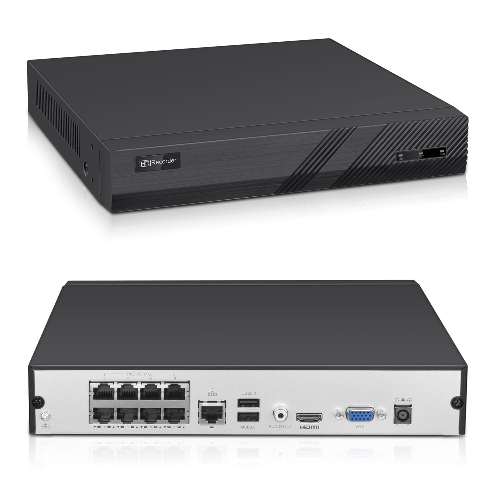 VIKYLIN 8CH 4K PoE NVR Security System - Supports 4K/5MP/4MP/3MP/1080p IP Cameras with Remote Access, Motion Detection & 24/7 Recording | 1 SATA Port for Up to 8TB HDD (HDD Not Included) | Ideal for Home Security & Business Surveillance