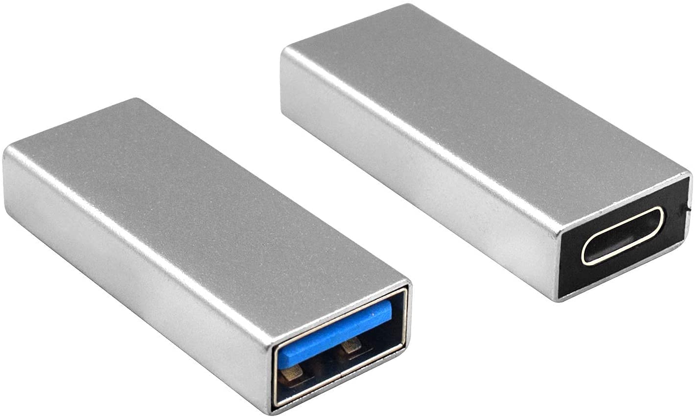 Duttek 2-Pack USB C Female to USB A Female Adapter & USB C to USB 3.0 Female Adapter - Dual-Sided Data Transfer Connector for iPhone, MacBook, Samsung - Silver (Perfect for Charging, Data Sync & Device Connectivity)