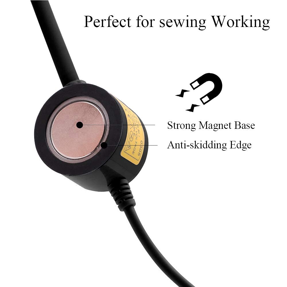 Powker 30 LED Magnetic Sewing Machine Light - Flexible Silicone Gooseneck Work Light for Drill Presses, Desks, Craft Tables & Workbenches | Perfect for Sewing, Woodworking & DIY Projects