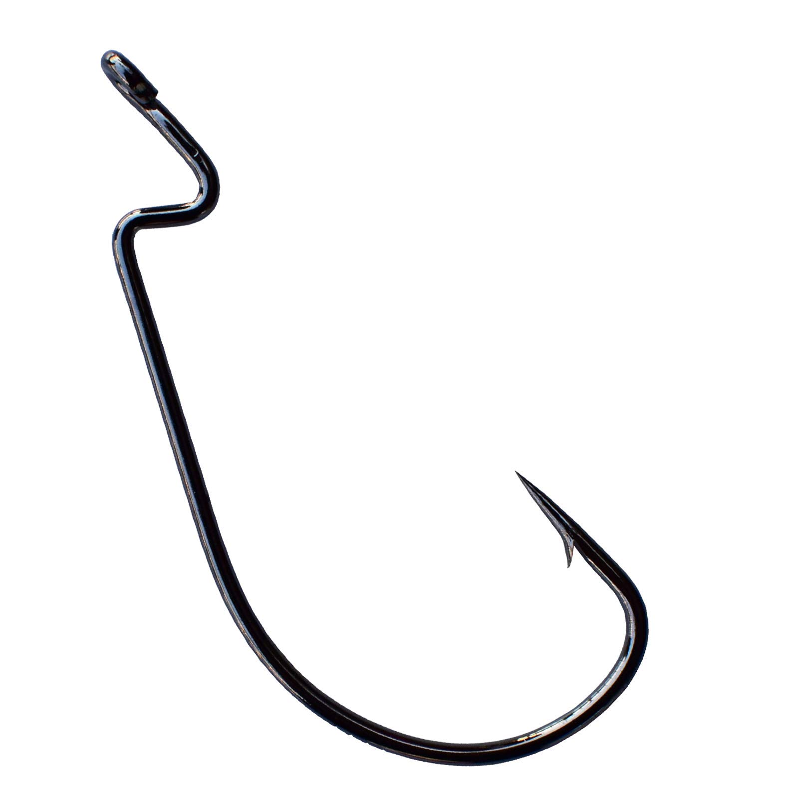 50pcs 1/0-5/0 Wide Gap Offset Worm Jig Hooks Set - Sharp Bass Fishing Hooks for Freshwater & Saltwater - Perfect for Soft Plastic Worms, Creature Baits & Flipping Techniques