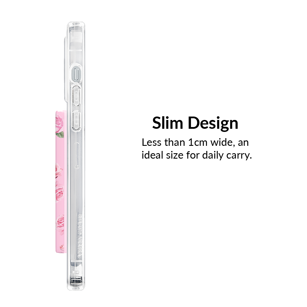 Pink Rose MagSafe Wallet for iPhone - Slim RFID Blocking Card Holder for Women | Perfect for Everyday Use, Travel & Shopping