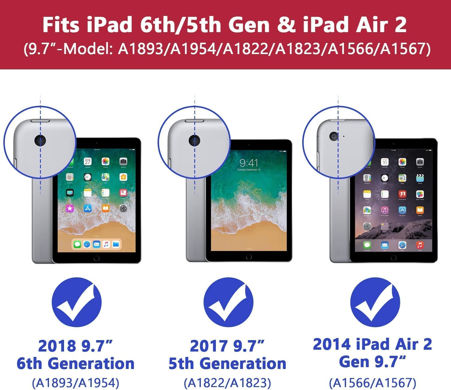 BMOUO Shockproof Kids Case for iPad 6th/5th Generation & iPad Air 2 (9.7 Inch 2018/2017) - Durable Handle Stand Cover with Screen Protector - Rose Pink | Perfect for School, Travel & Home Learning
