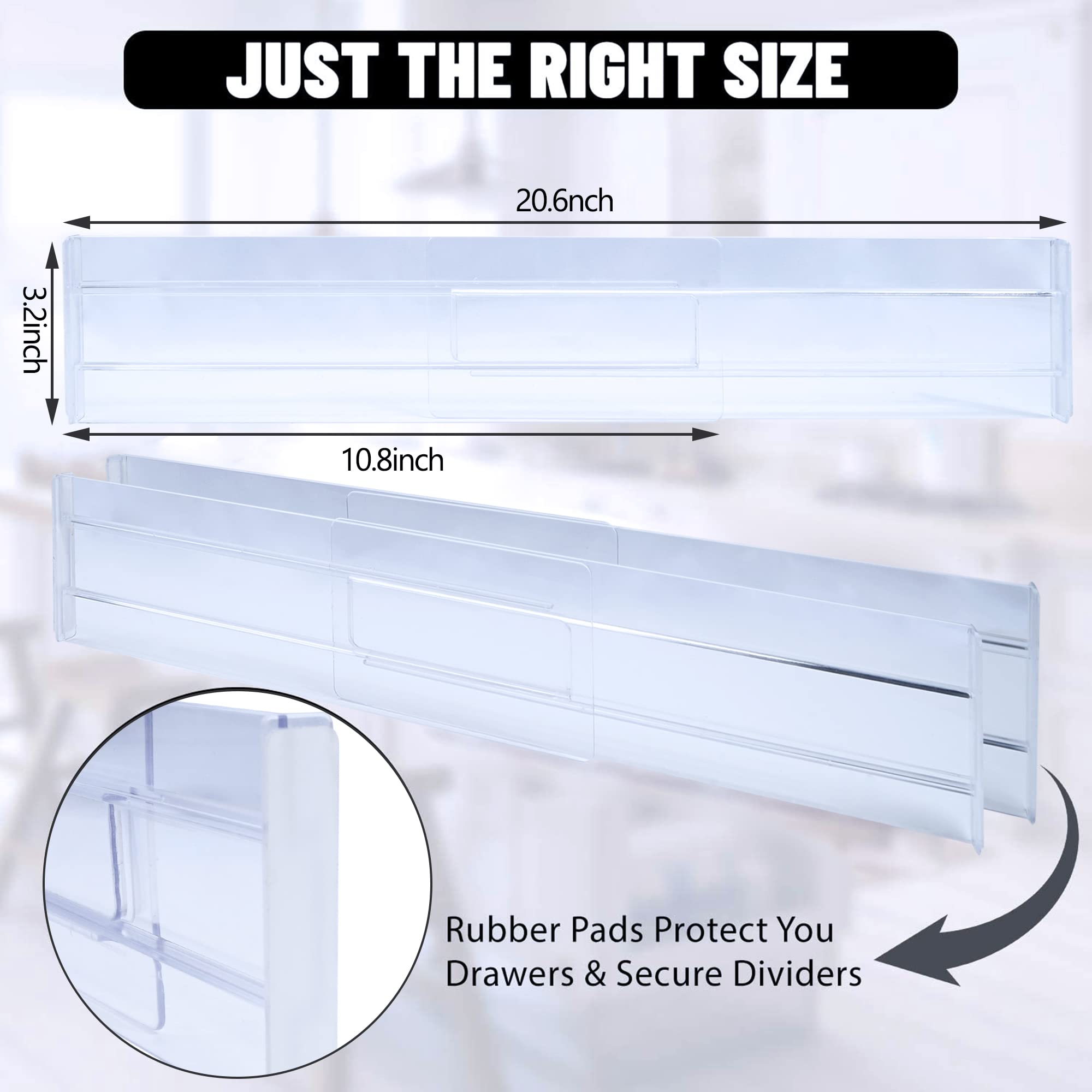 6 Pack Adjustable Drawer Dividers Organizers - Expandable from 11