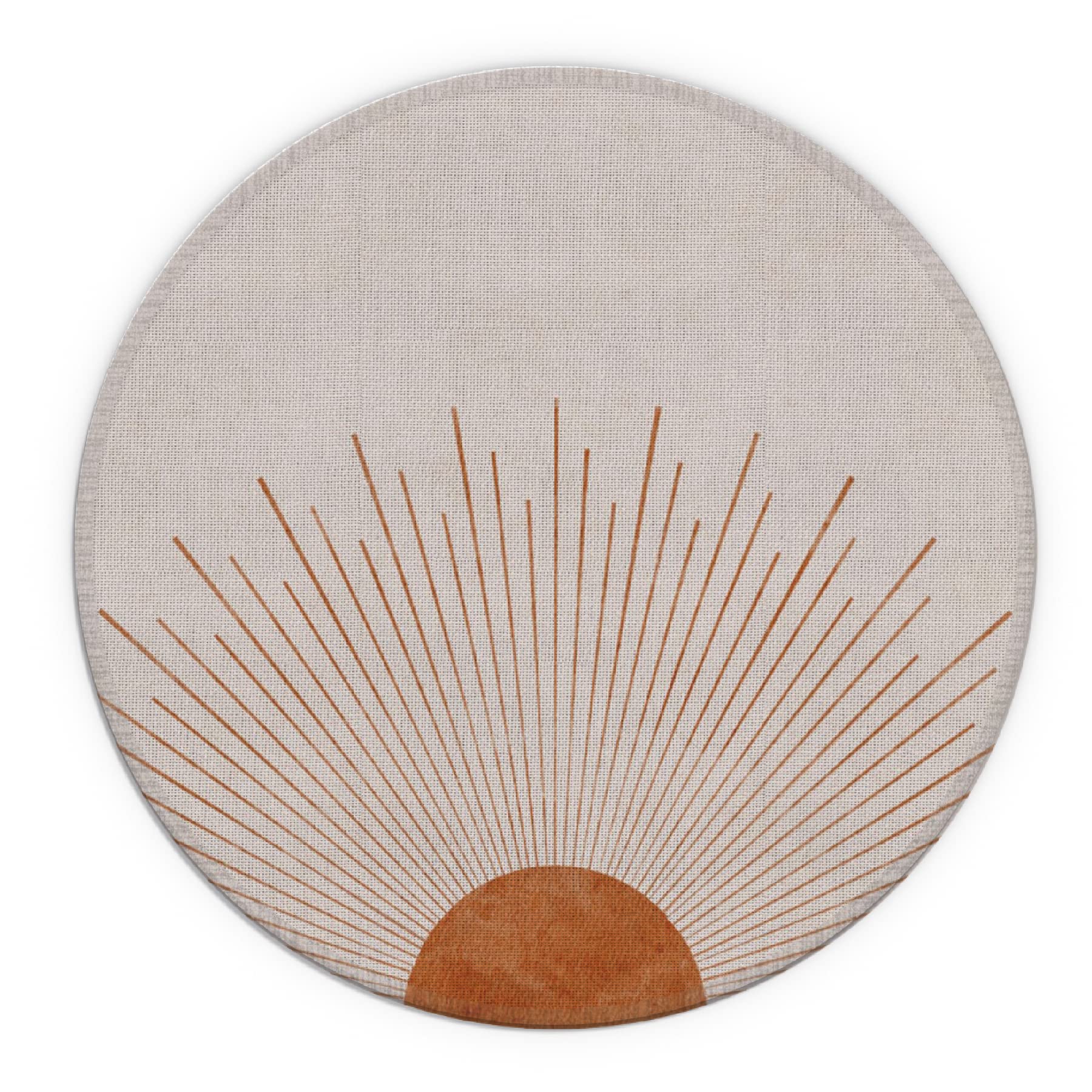 Boho Mouse Pad 7.9x7.9 Inch - Waterproof Rubber Round Desk Mat, Aesthetic Small Beige Mousepad for Office, Home & Gaming Setup - Non-Slip Base & Smooth Surface for Computers & Laptops