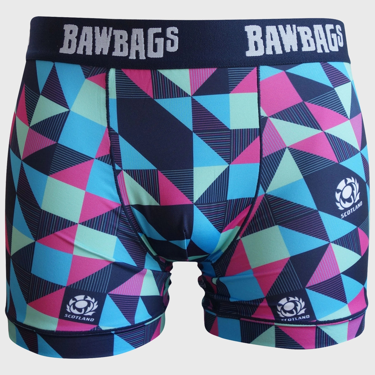 Bawbags Scotland Rugby Cool De Sacs Squares Boxer Shorts - Comfortable Men's Underwear for Sports & Casual Wear