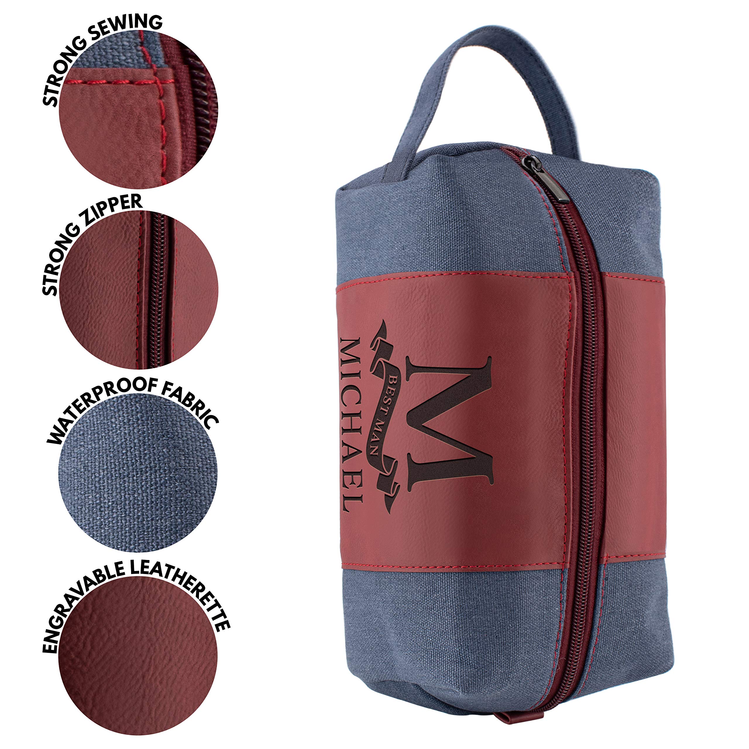 Custom Engraved Men's Toiletry Bag - Personalized Groomsmen Gift Set for Wedding, Bachelor Party & Travel Essentials | Durable & Stylish Dopp Kit for Best Man, Bridesmaids & Groomsmen