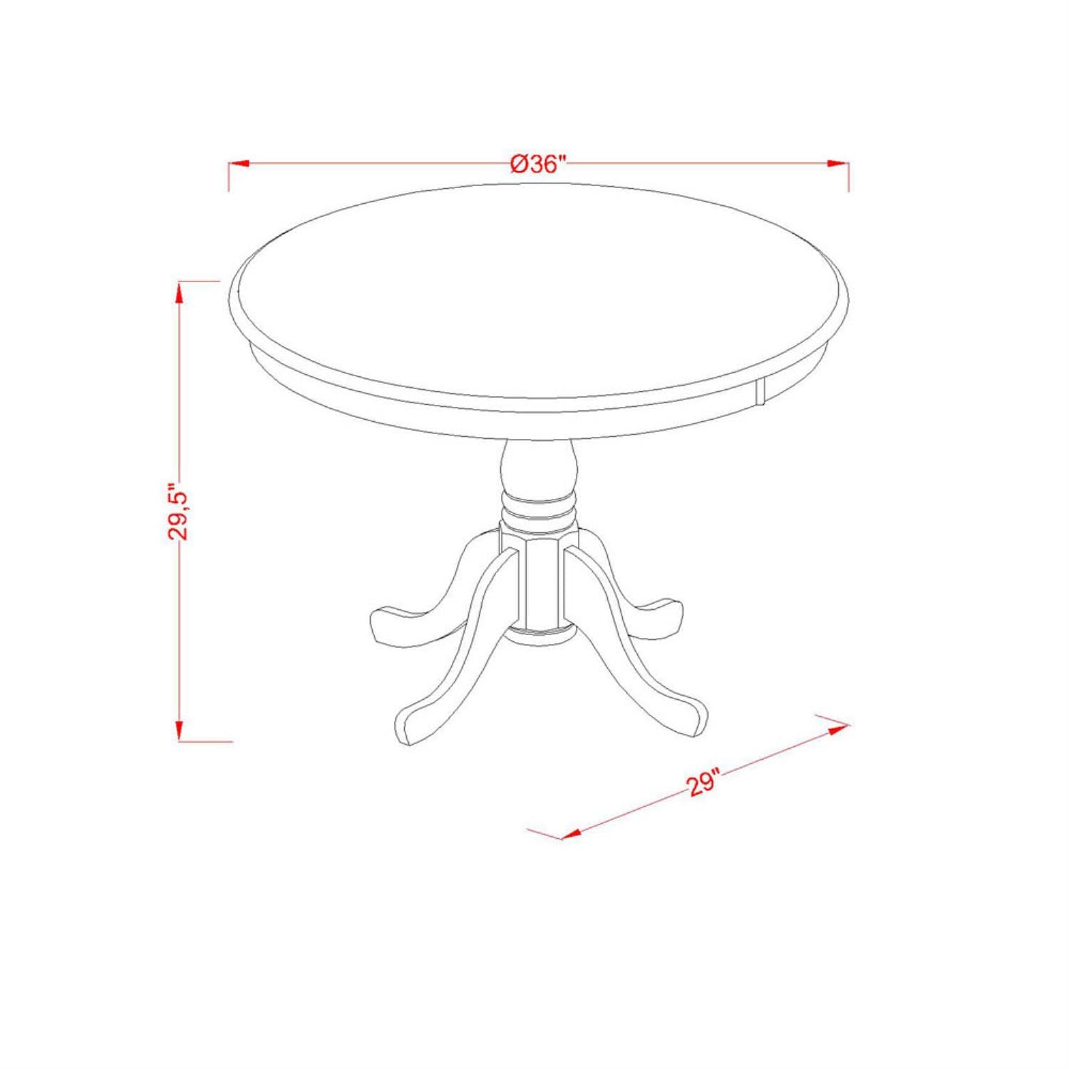East West Furniture ANNO3-OAK-W 3 Piece Oak Dining Table Set with Pedestal Base and 2 Matching Chairs, 36x36 Inch Round Kitchen Table - Perfect for Small Spaces, Breakfast Nooks & Cozy Dining Areas