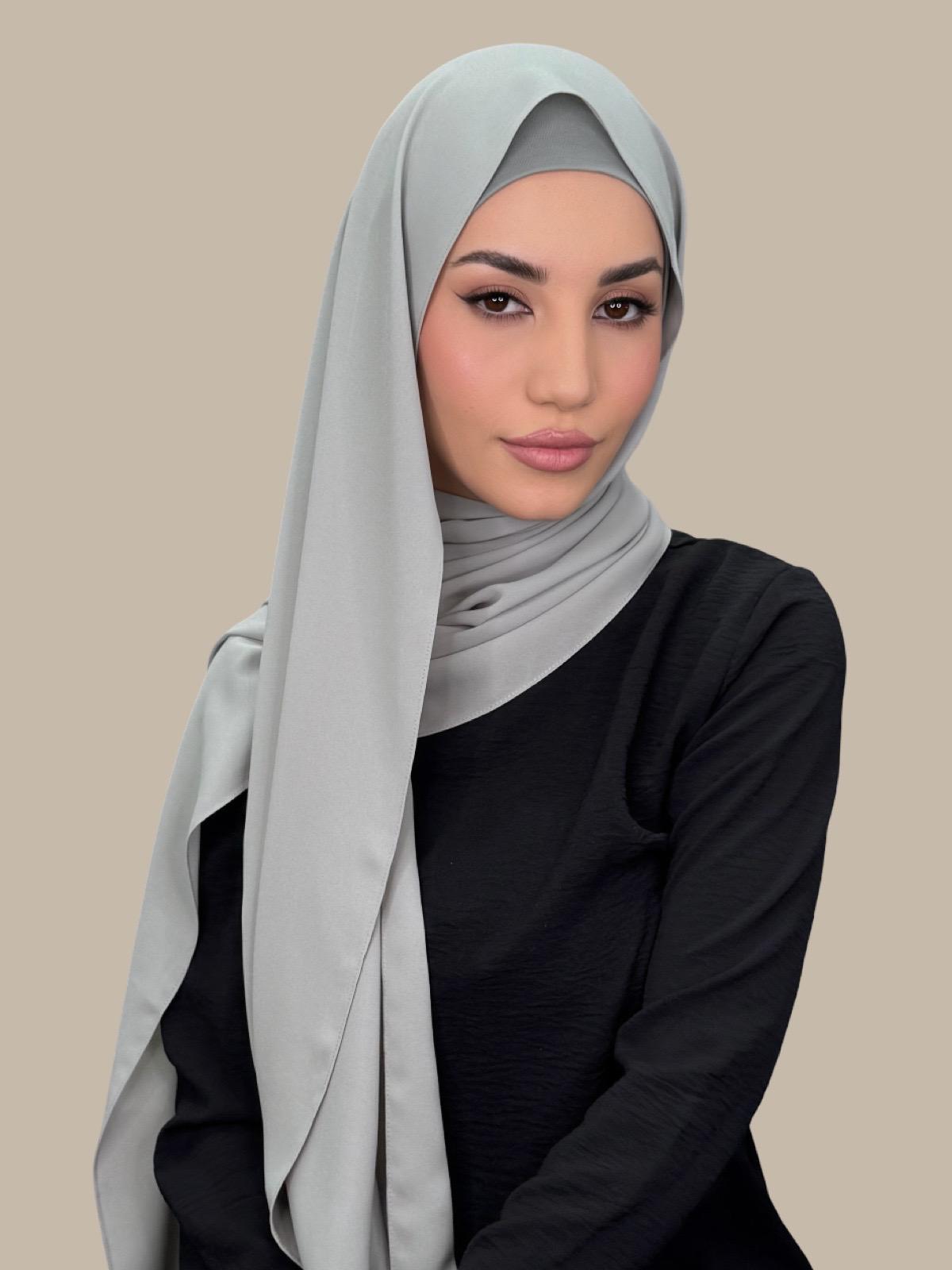 Soft Sage Chiffon Hijab Set - Breathable & Lightweight Scarf for Women - Perfect for Daily Wear, Prayer, and Special Occasions