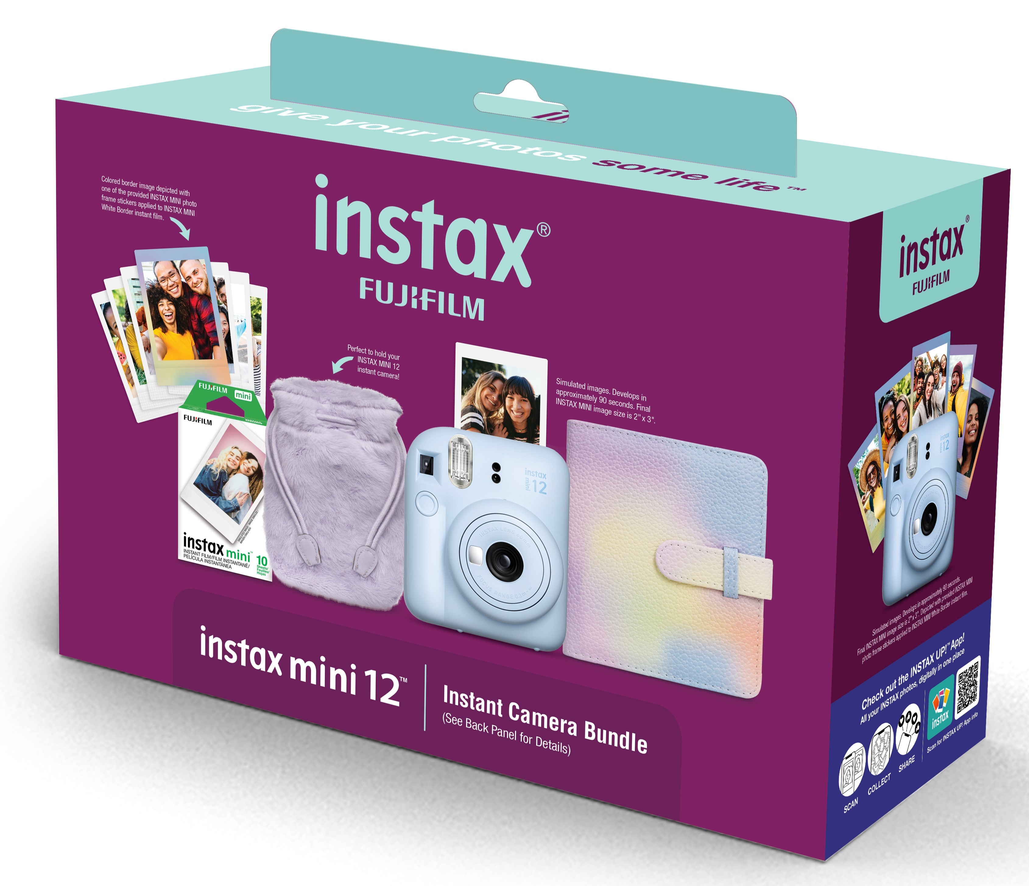 Instax Mini 12 Instant Camera Bundle in Pastel Blue - Includes Film & Accessories for Travel, Parties, and Holiday Memories