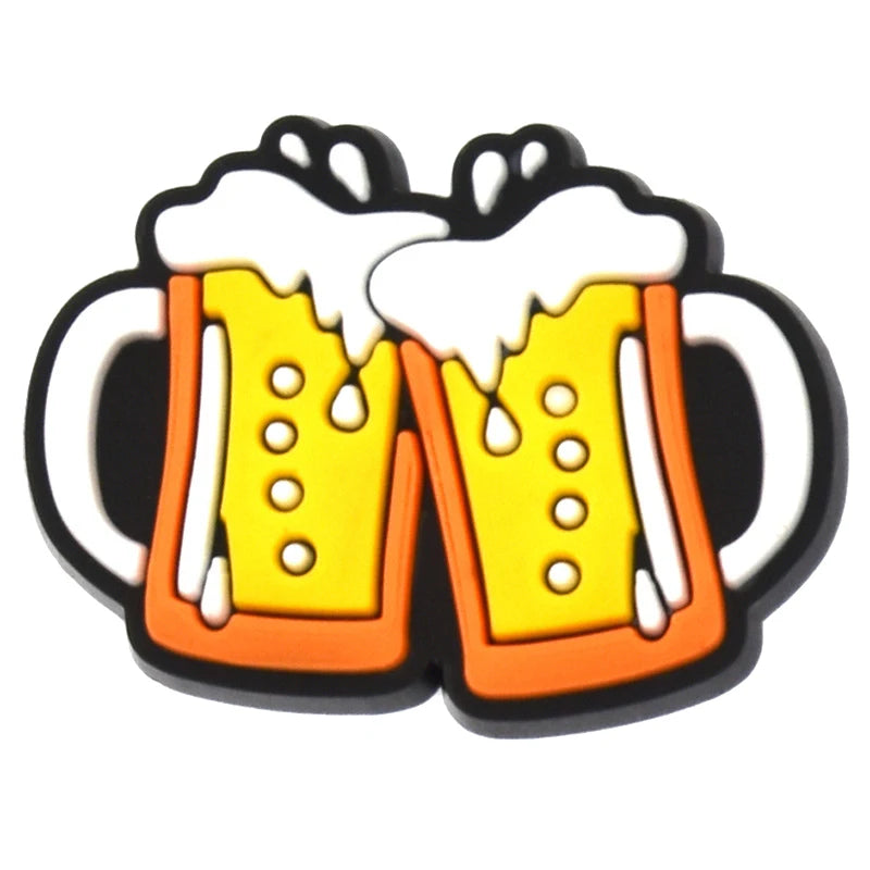 PVC Beer Shoe Charms for Crocs - 1pc Decorative Badge for Men, Women & Kids - Fun Accessory for Sandals, Shoes & Jeans - Perfect Christmas Gift for Beer Lovers