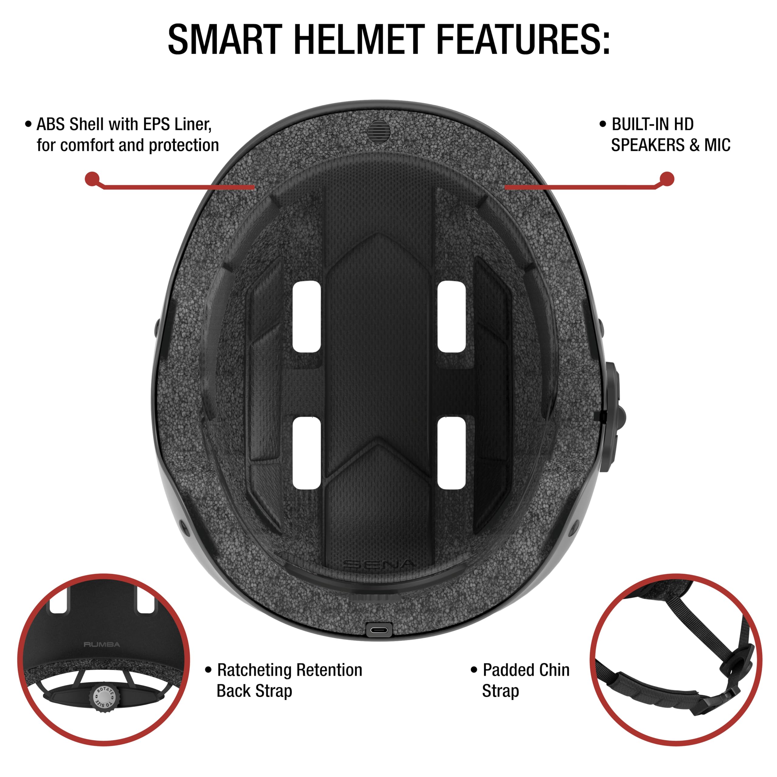 Sena Rumba Multi-Sport Bluetooth Motorcycle Bike Cycling Helmet - Wireless Communication for Riders, Bikers & Outdoor Adventures