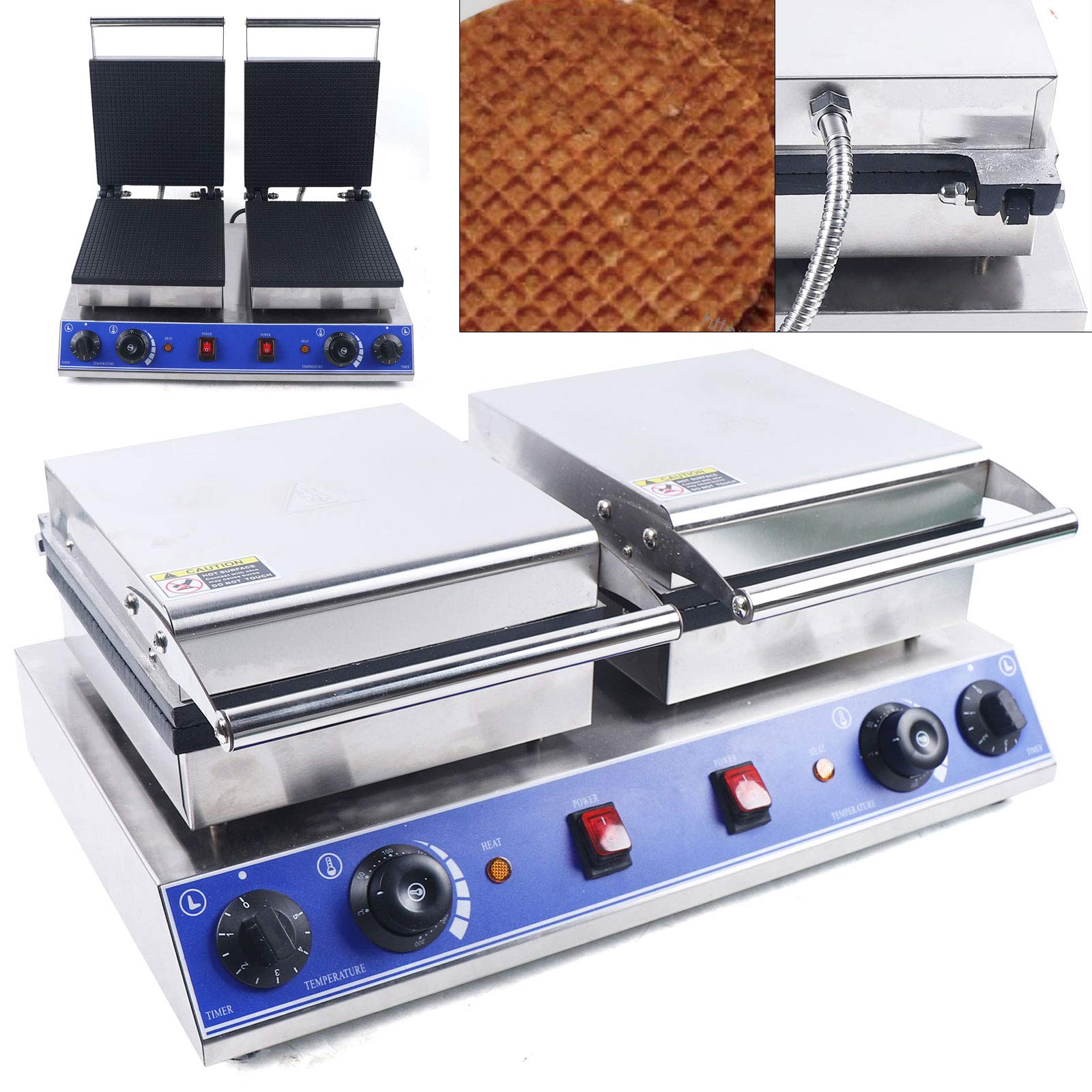 DYRABREST 110V Electric Waffle Maker - Nonstick Square Double Waffle Iron Machine for Breakfast, Brunch & Family Gatherings - Perfect for Home, Restaurants & Cafes