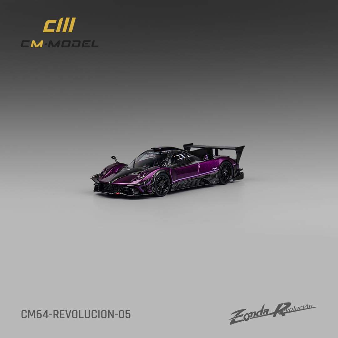 1:64 Scale CM Model Pagani Zonda Revolucion Diecast Car - Purple Collectible Sports Car for Display, Gifts & Racing Enthusiasts